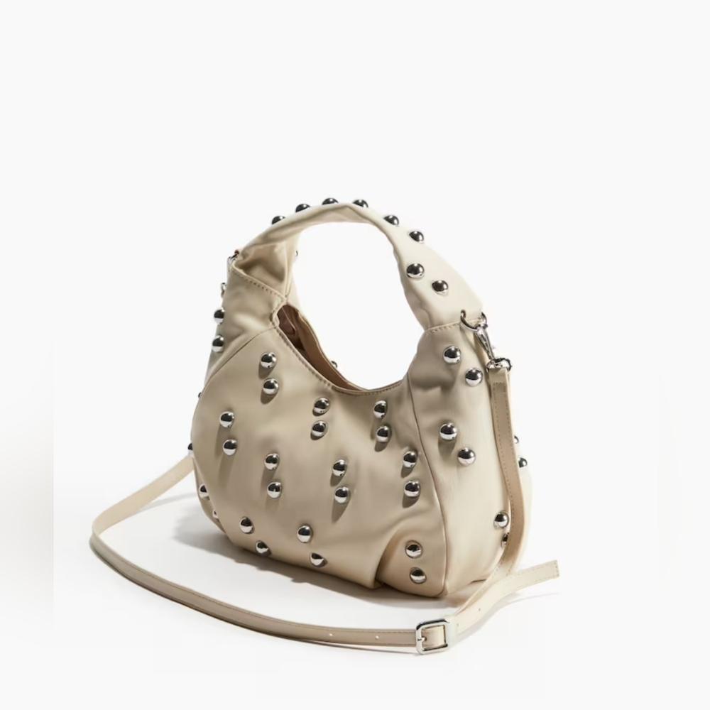H&M Studded Crossbody Bag, Color: Light Beige